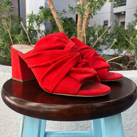 Anthropologie Shoes - Anthropologie | Red Slides with Block Heel